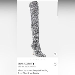Womens Sequin Evening Over-The-Knee Boots. STEVEN MADEN